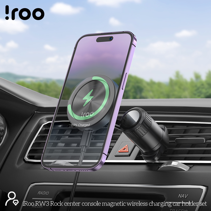 iRoo R18 MagSafe | 15W Wireless 2in1 Air Vent/Windscreen Charger Holder (Universal)