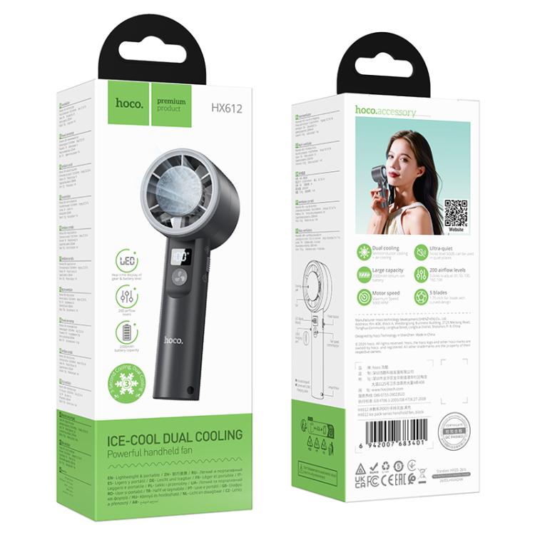 Hoco HX612 Ice pack series handheld fan - Black