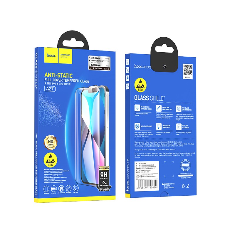 Hoco A27 Anti-Static Easy Apply Full Screen Tempered Glass | iPhone 13 mini (5.4)